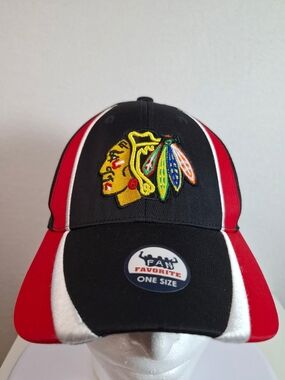NHL Chicago Blackhawks Red Black White Panel Hat